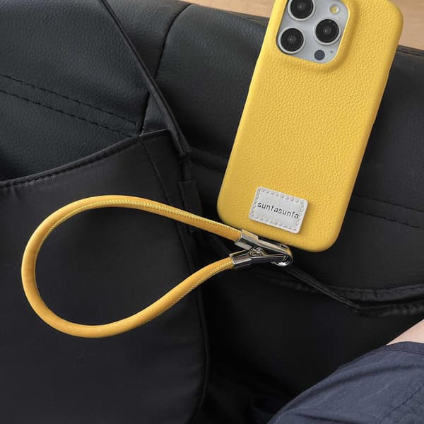 Fodral för iPhone 13 Pro Citrongul - Handhållet lädertextur Enkel textur nisch