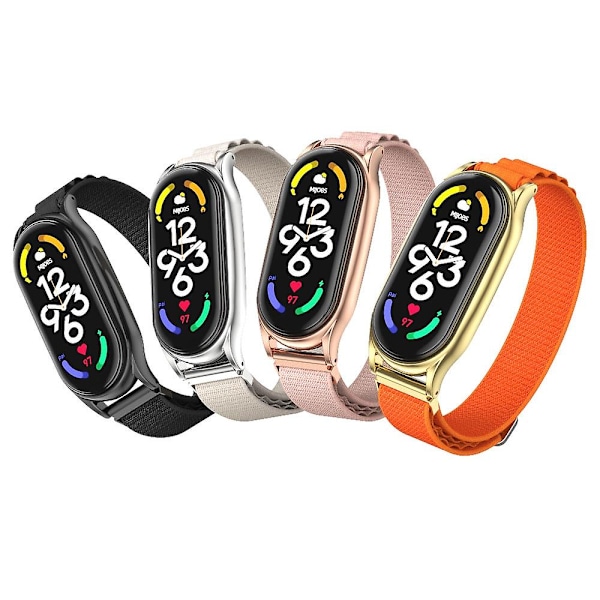Armygrønn Sølv Armygrønn Sølv Nylon Klokkereim kompatibel med Xiaomi Mi Band 6 / 5 / 4 / 3