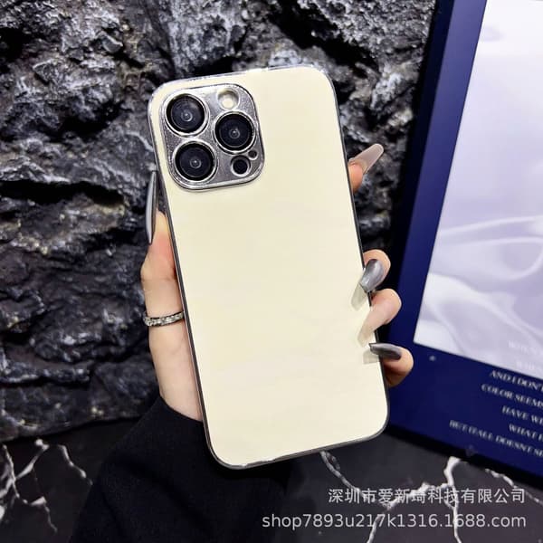 Fodral för iPhone 14 Plus, antikvit snöbergslädertextur, elektropläterad lädertextur, linsskydd