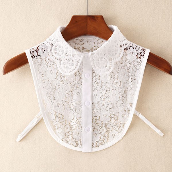 Dame falsk krage Avtakbar krage Allsidig genserdekor White lace wheel
