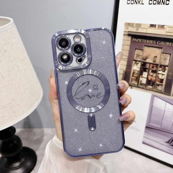 Kotelo iPhone 17 Pro Max Glitter Electroplated Magnetic Blue Noz35456