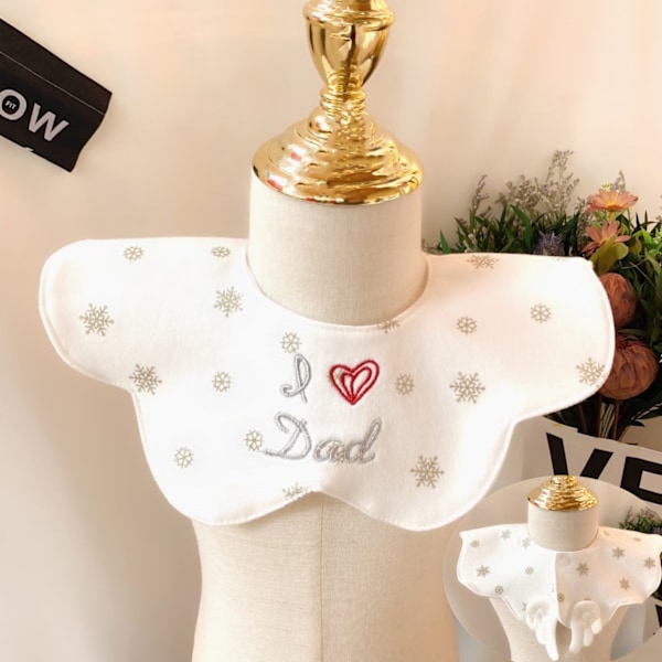 Dame falsk krave Aftagelig halv Baby Bib Japansk plus-størrelse Dark green coffee wings I love dad