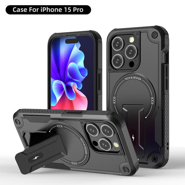 Cover til iPhone 14 Pro Max Magnetisk Stand Sort Noz30221