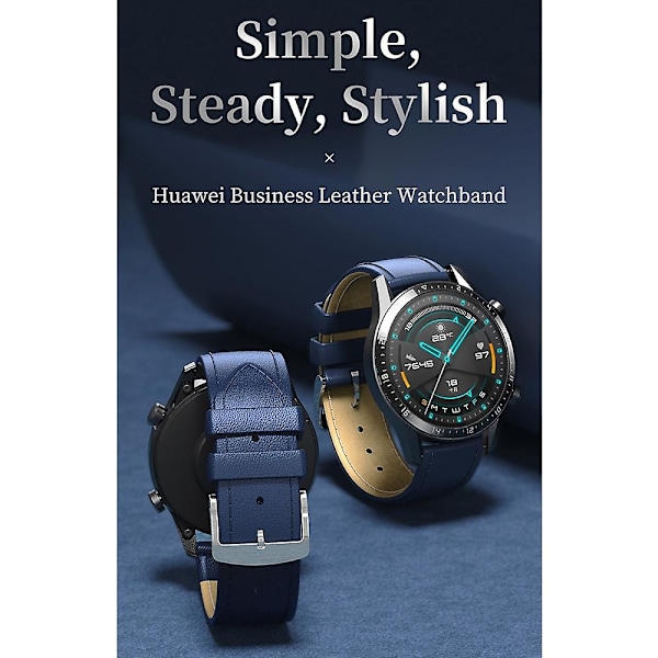 Rock 22mm Læderurrem i Business-stil, kompatibel med Huawei Watch