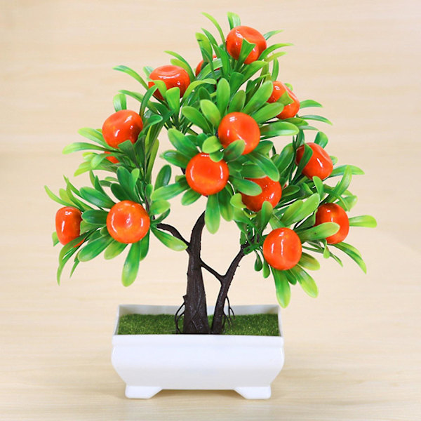1st Konstgjord Krukväxt Utan Vattning Klar Textur Plast Falsk Blomma Bröllopsdekor Orange