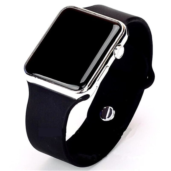 Silikon elektronisk led digital watch full black