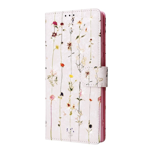 Etui til iPhone 15PLUS Tusind Blomster Verden Guldstemplet RFID-Blokerende Printet Tegnebog med Kortholder