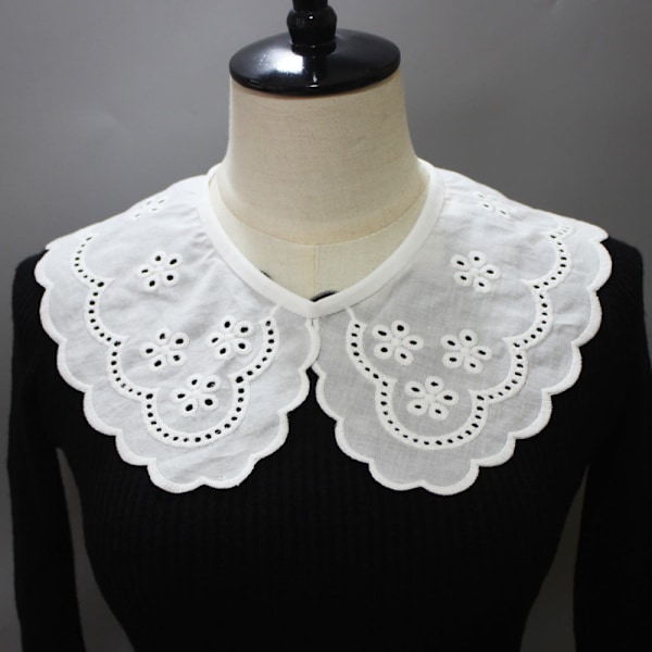 Dame falsk krage Avtakbar halv hul brodert bomull 3#
