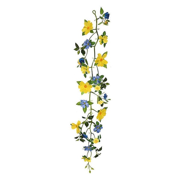 Gula Konstgjorda Blommor Falska Blomrankor Blad Dörrdekorationer Hängande Utomhus Silkesblomrankor Falska Bladrankor