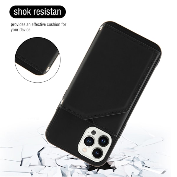 Etui til iPhone 15 Plus Sort (uden lanyard) Soft-Touch Kortholder Rem Multi-Kort Crossbody Kortholder