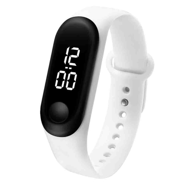 Nytt mode fyrkantig LED-silikon elektronisk klocka digital watch M3W-White