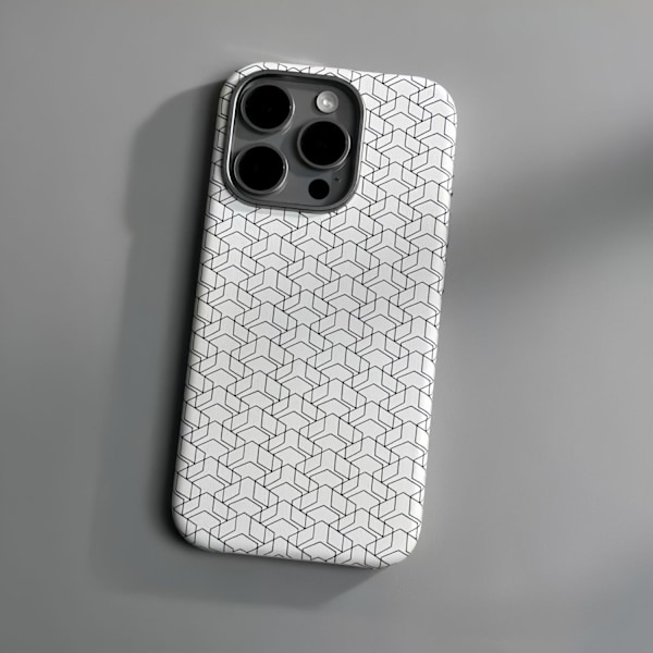 Etui til iPhone 16 Plus Hvid (magnetisk) Geometrisk farvet ternet læder Magnetisk trepak