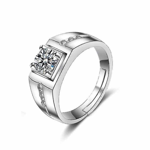 Ny elegant rund zirkon enkelsidig diamant öppen ring - europeisk och amerikansk populär rund zirkon ensidig diamant öppen ring