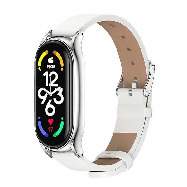Vit Silver Vit Silver Mikrofiberläder Klockarmband kompatibelt med Xiaomi Mi Band 7 / 7 Nfc