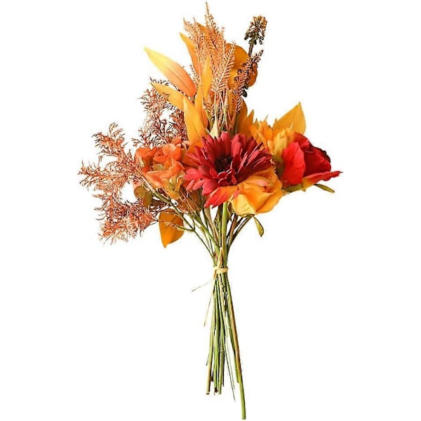 Kunstige falske blomster, falske høstblomster UV-bestandige høstplanter for hjemmekjøkken julefestival Thanksgiving høstdekorasjon (Høstblanding Col