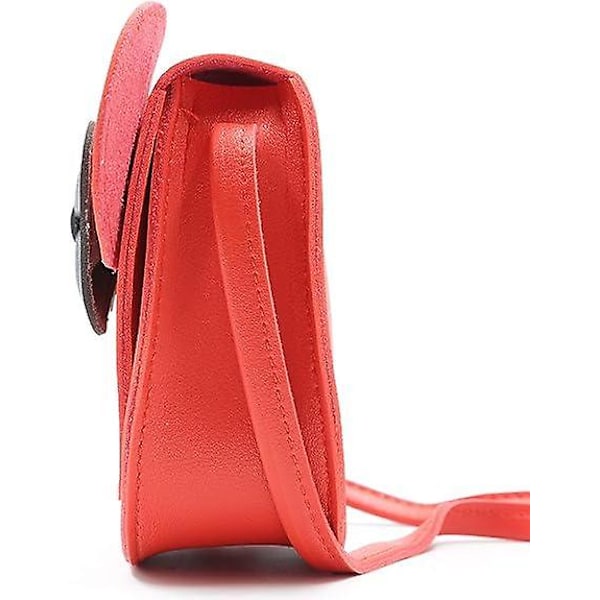 Liten Museøre Sløyfe Crossbody Veske, PU Skulderveske Håndveske for Barn Jenter Småbarn (Rød)