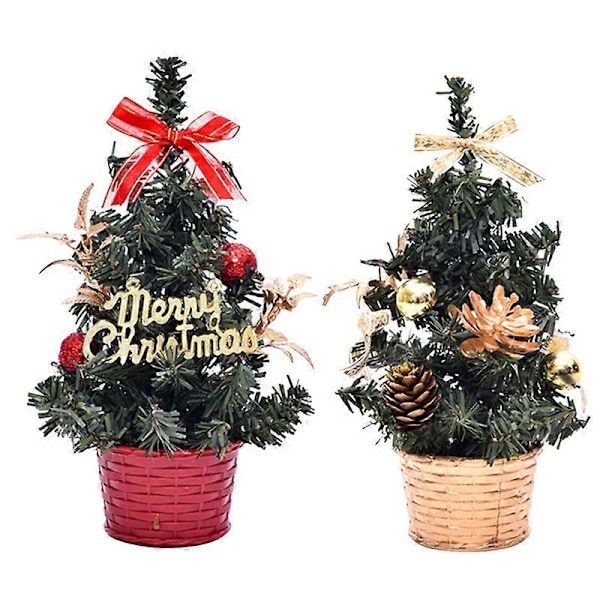 Mini Kunstig Juletre Ball Stjerne Skrivebord Ornament Hjem Festival Dekor Golden B