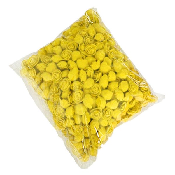 500 stk. PE Skum Rosehode Kunstig Blomst for DIY Bjørnedukke Bryllup Hus Dekor Yellow