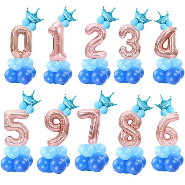 Rosa/guld digitalt nummer - helium ballong ballong för bröllopsfödelsedagsfest Blue 2