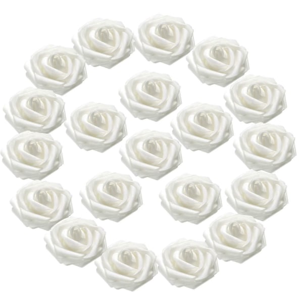 Kunstige roser blomster 20 stk. Levende simulerte roser, elegante hvite falske blomster