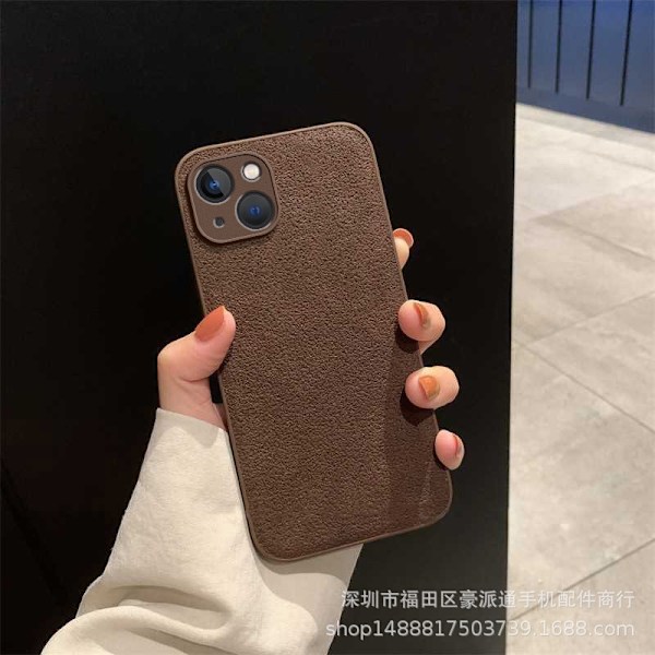 Fodral för iPhone 14 Pro Mörkbrun-enkelt skal [mångropsmönster] ins månskärsformad lädertextur retro kreativ helkropp