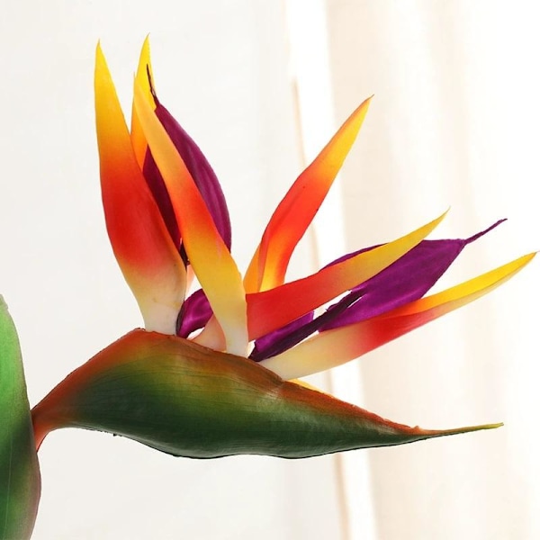 2 st Permanenta Blommor Stor Paradisfågelblomma 80cm UV-beständig Bleknar Inte Blomdelen Är Gjord av Mjukt Sunset