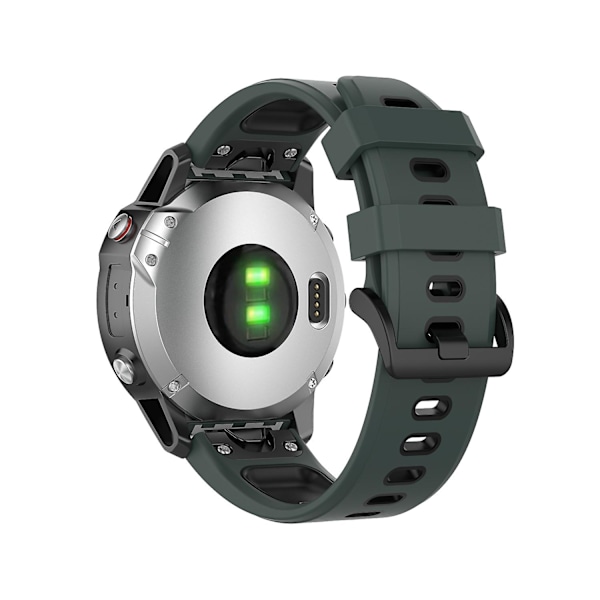 Olivengrøn Sort Olivengrøn Sort 22mm Tofarvet Silikone Urrem kompatibel med Garmin Fenix 7 / Epix
