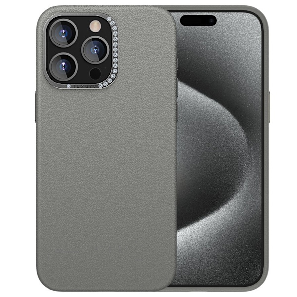 Fodral för iPhone 14pro grå Diamantlins Enkel lädertextur klassisk