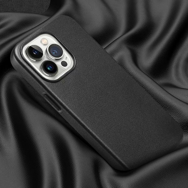 Etui til iPhone 15 magnetisk Midnight Black læder Magnetisk officiel