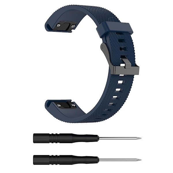 Mørkeblå Mørkeblå kompatibel med Garmin Fenix 5s (20mm) Silikone Urrem (hvid)