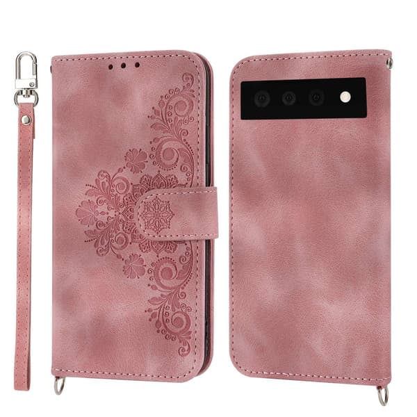 Etui til iPhone 13mini Rosa + armbånd Soft-Touch 3D-preget lommebok med kortholder Flip