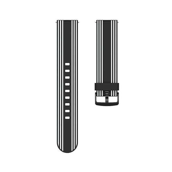 Sort Hvid Sort Hvid 22mm Stribet Silikonerem