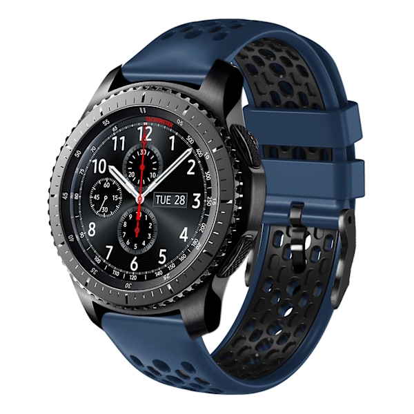 Blå Sort Blå Sort Silikone Urrem kompatibel med Samsung Gear S3 Frontier