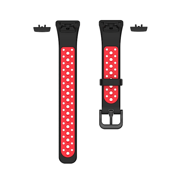 Svart Rød Svart Rød kompatibel med Huawei Band 6 / Honor Band 6 tofarget silikonrem