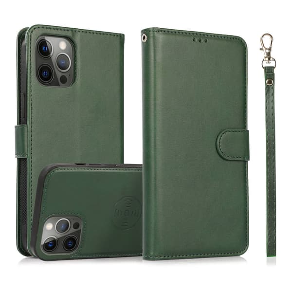 Etui til iPhone 13 mini 5.4 Apple Grøn 2 i 1 Pung med Kortholder Flip