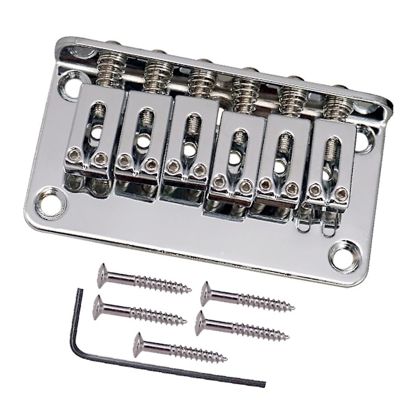 6 Strengers Gitar Rulle Saddle Bridge Tailpiece for Elektrisk Gitar Sølv