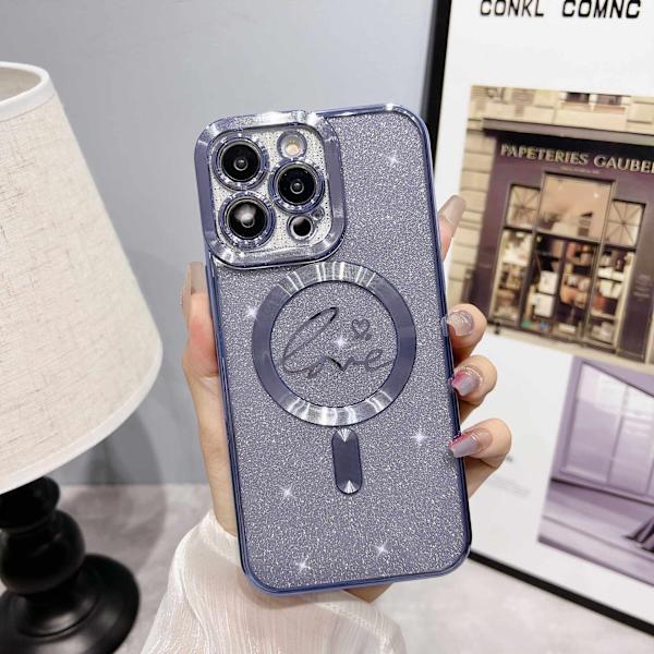 Etui til iPhone 15 E Glitter Magnetisk Blå Noz35438