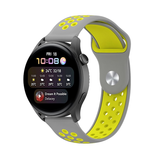 Grå Gul Grå Gul kompatibel med Huawei Watch 3 / 3 Pro silikone urrem