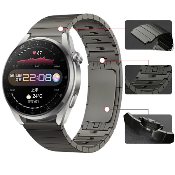 Grå Grå 22mm Metall Klockarmband kompatibelt med Huawei Watch Gt2 Pro kompatibelt med Huawei Watch Gt2 Pro