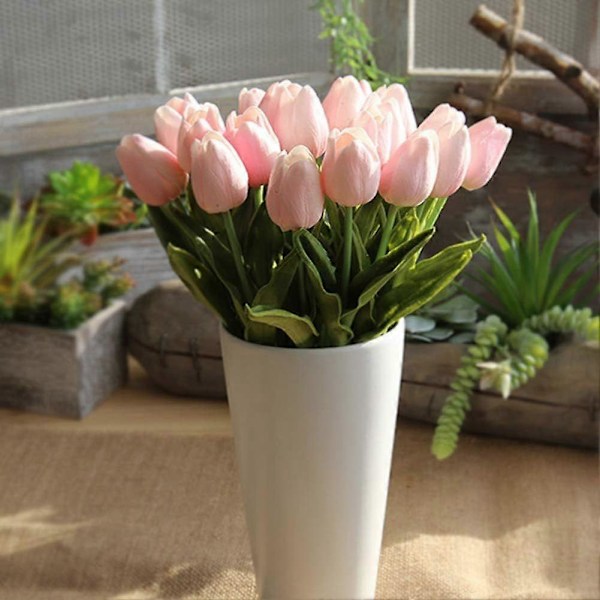 10 stk. Kunstige Blomster Real Touch Mini PU Tulipaner Bukett Falske Tulipaner Blomsterarrangement Kunstige Planter for Bryllupsdekorasjon Rom Hjem Hotell