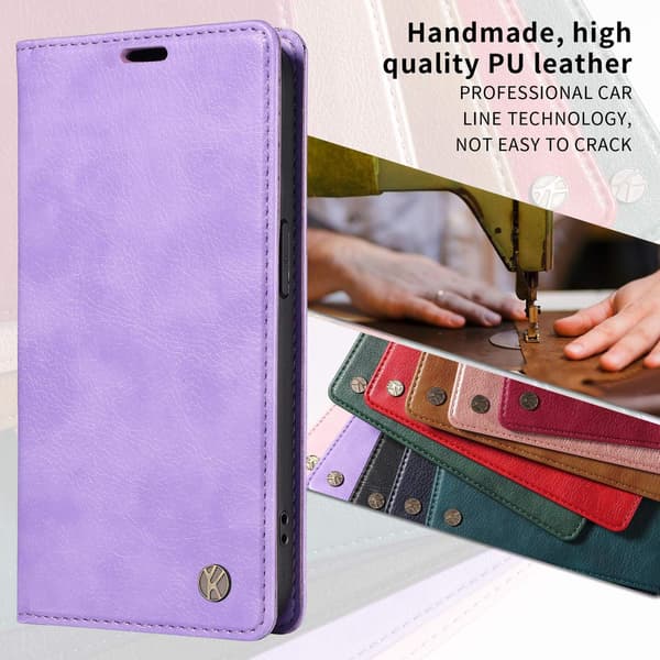 Etui til iPhone 13 Pro Max Lilla Pebble Magnetisk Lommebok med Kortholder Flip
