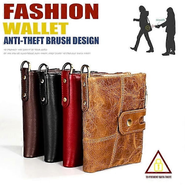 3515 Antimagnetisk RFID Multifunktionel Læder Herre Wallet med Kortholder