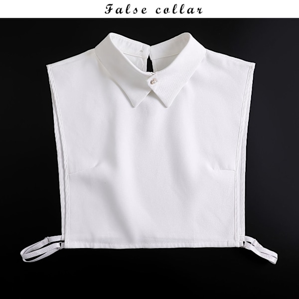 Dame falsk krage Plissert Treøre Hvit Chiffon Skjorte Det White Cross buckle