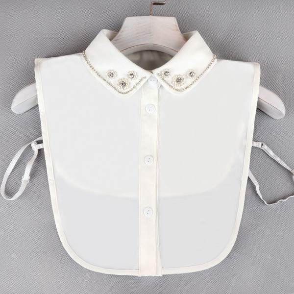 Dam falsk krage Chiffong Avtagbar Krage Anti-rynk Whi Chain plum blossom chiffon white