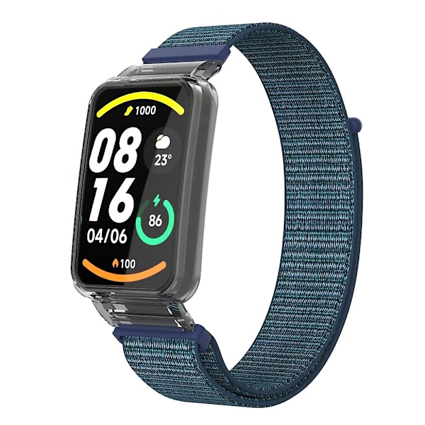 Mørkegrå Mørkegrå PC-etui + Nylon Loop-rem kompatibel med Xiaomi Mi Band 7 Pro