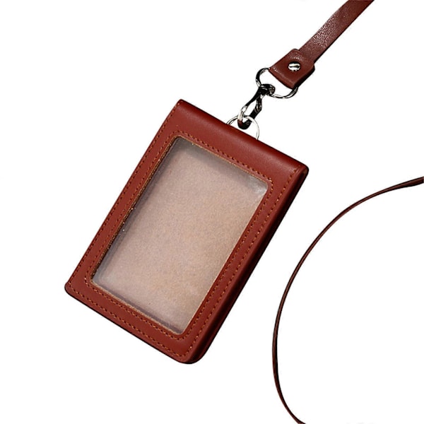 Vertikalt märkeshållare med halsband Praktisk PU-plånboksfodral ID-fönster Kortfack Red brown PU