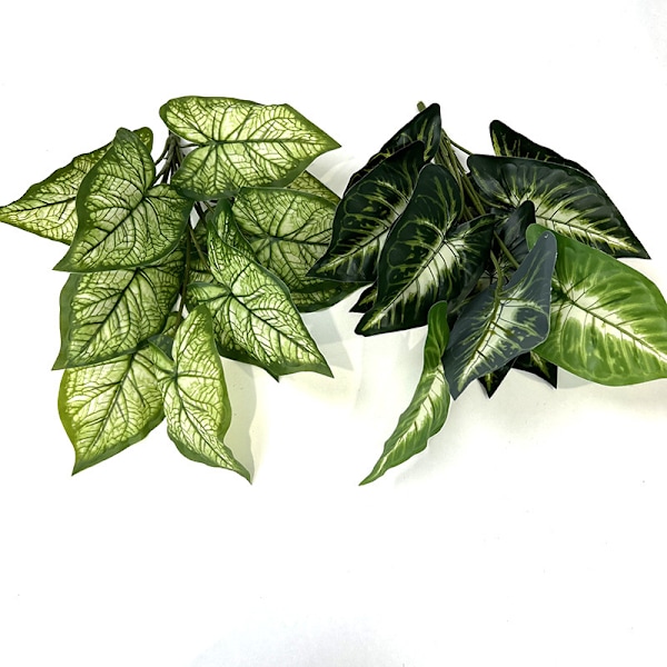 Konstgjorda Växter Grönska Krukväxter Väggdekorationer 12-Pack Taro Blad Calathea 12 taro leaves white and green