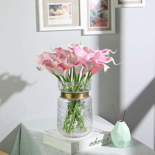 24 st Calla Lilja Bröllopsbukett Latex Real Touch Konstgjorda Blommor (Blå och Vit) Pink