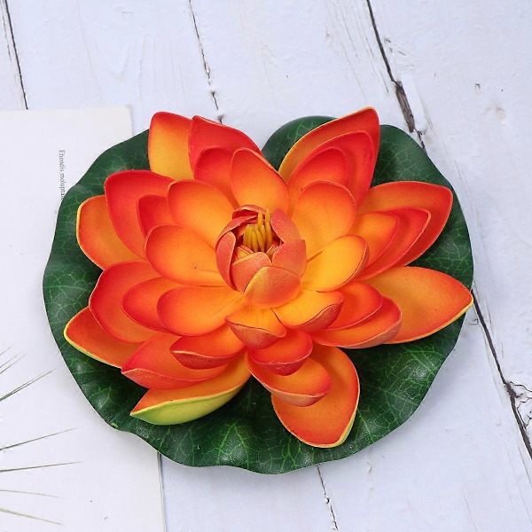 1 stk. Kunstig Flytende Vannlilje Simulering Lotusblomst Damdekor 18cm Oransje