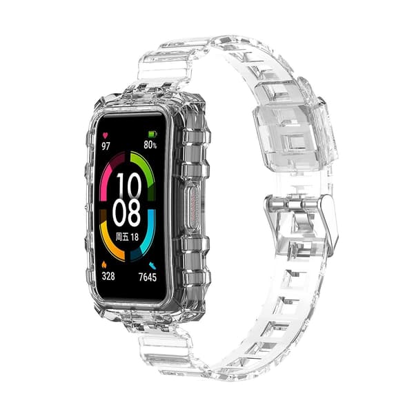 Vit Vit Transparent Silikon Armbandsrem kompatibel med Huawei Band 7